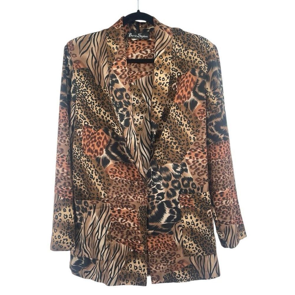 Vintage Barrie Stephens Animal Print Blazer Size 8 | Lightweight Jacket